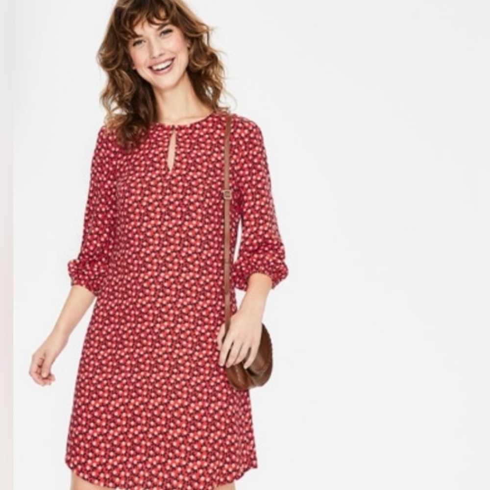 Boden Red Vanessa 3/4 Sleeve Midi Dress